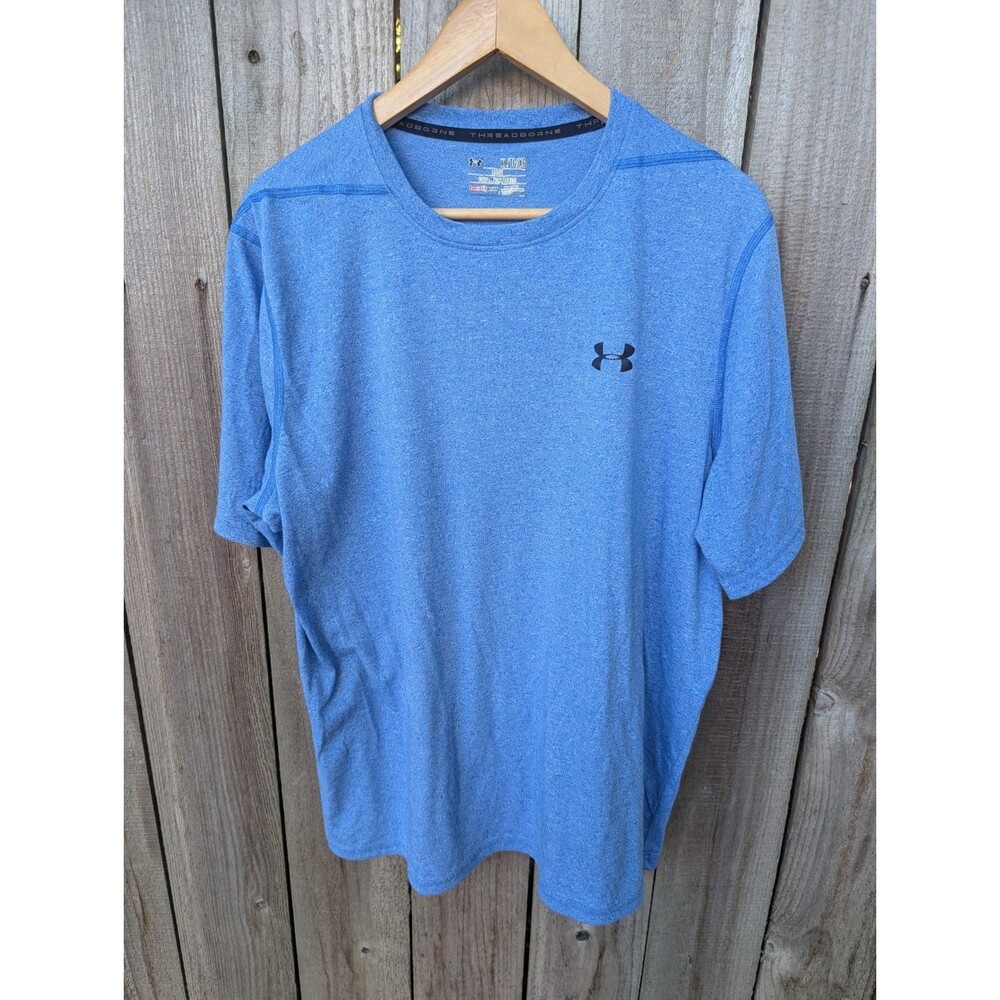 Under Armour Loose Fit Threadborne HeatGear T Shirt XL Blue Short Sleeve
